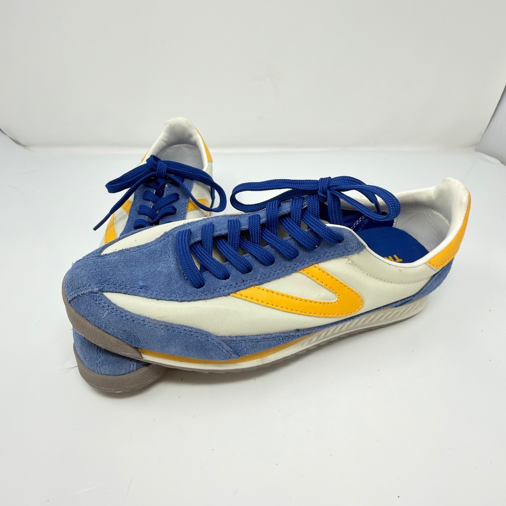 Tretorn Rawlins Sneaker Mens 9.5 Blue Yellow White Retro Suede Low Top WTRAW2